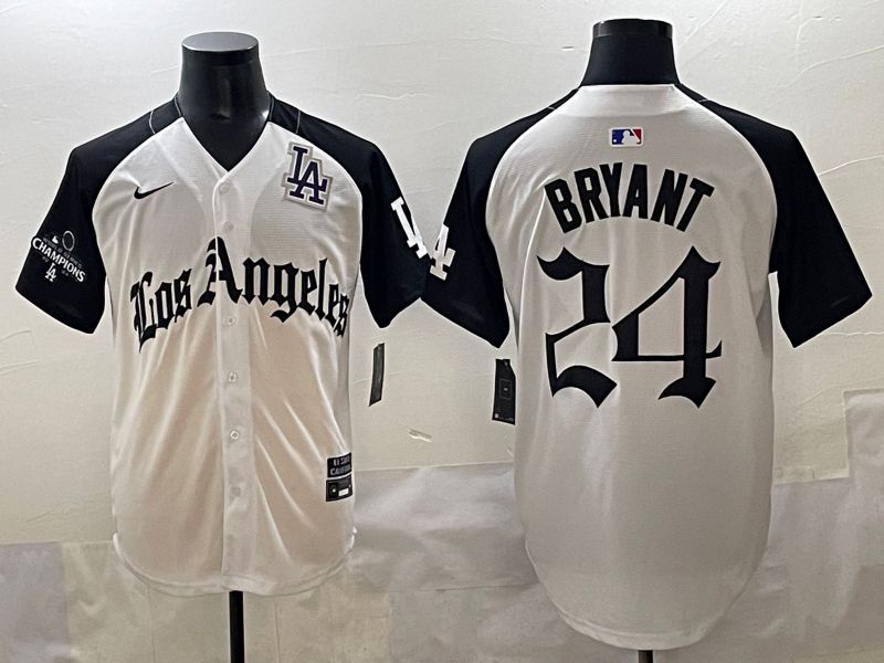 Men 2025 Los Angeles Dodgers #24 Bryant White black Five generations Joint Name Nike MLB Jersey style 52613